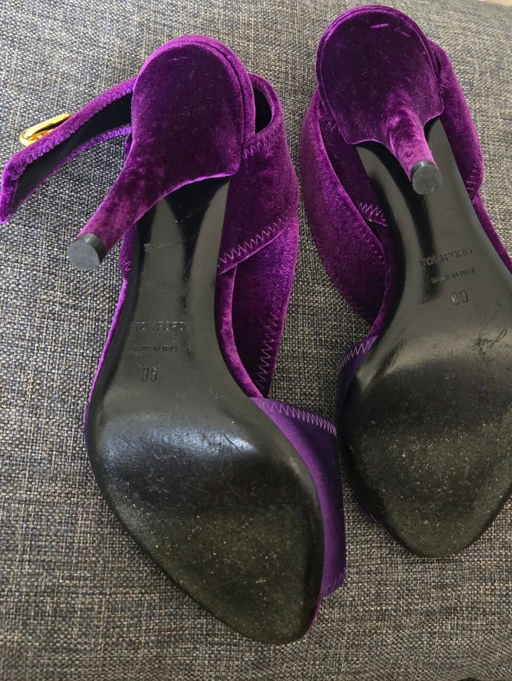 TOM FORD Velvet D'orsay Pumps Heels Size US 8.5/ EUR 39 Purple Leather - Picture 9 of 14